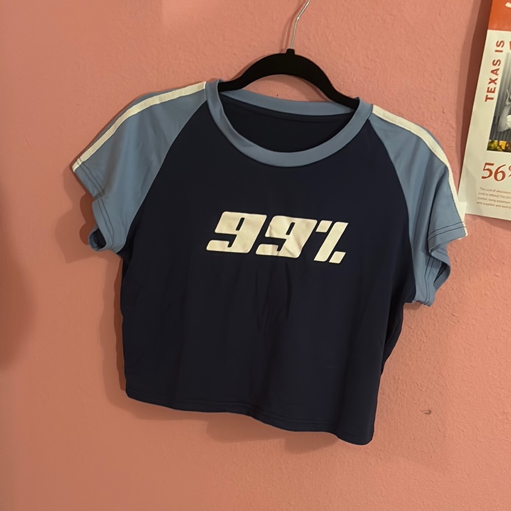 SHEIN Blue and White Crop Top